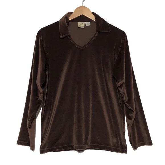 Vintage 70’s Velour Collared Shirt - Picture 1 of 9